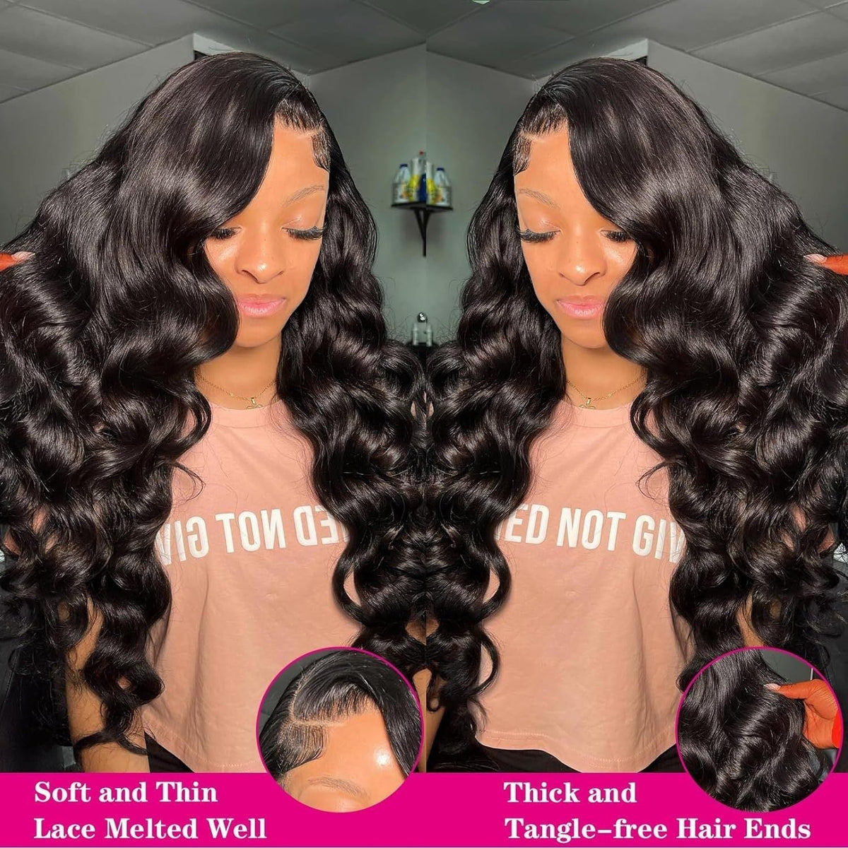 Black Medium Large Wave Full-head Wig