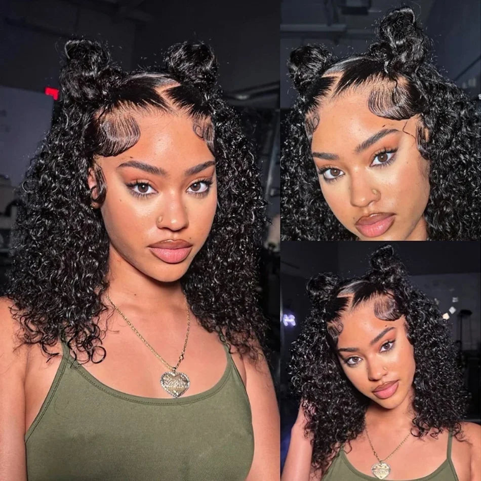 Human Hair Curly Short Bob Wigs