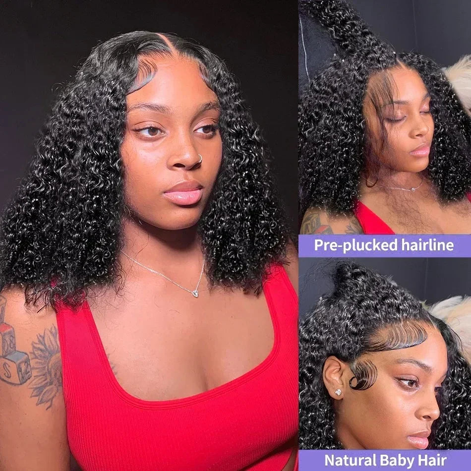 Human Hair Curly Short Bob Wigs